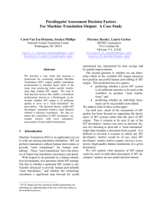 Paralinguist Assessment Decision Factors For Machine Translation