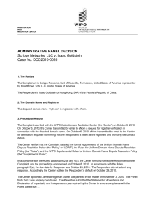WIPO Domain Name Dispute: Case No.DCO2010-0026