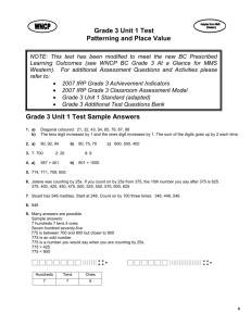 Grade 3 Unit 1 Test Patterning and Place Value Grade 3 Unit 1 Test