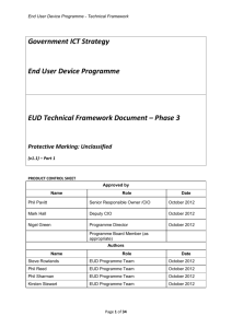 End user device programme: technical framework part 1