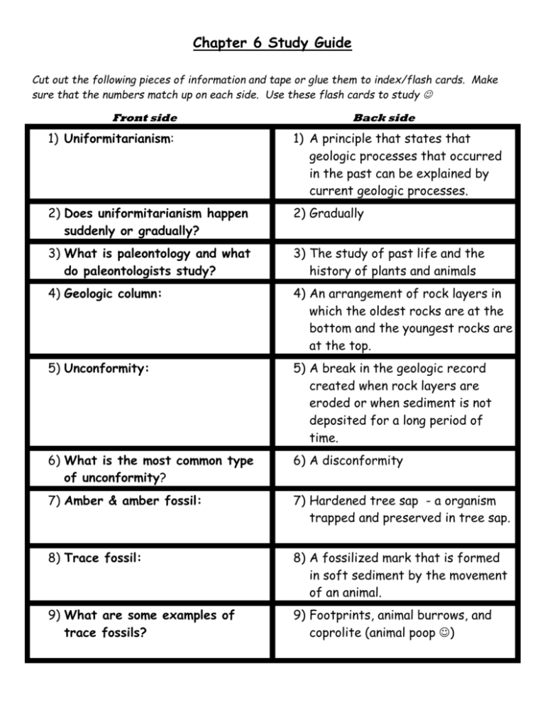 Chapter 6 Study Guide Chapter 6 Study Guide