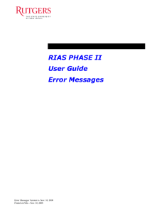 Error Messages for WEB ADI - RIAS: Rutgers Integrated