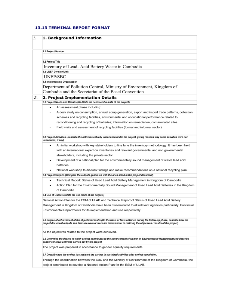 Terminal Report Basel Convention