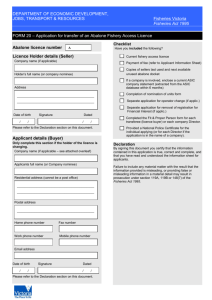 FORM 20 - Transfer abalone licence [MS Word