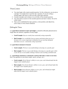 Developing Writing - Writing an Effective Thesis Statement