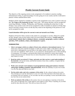 Assignment: Letter to the Editor Name: