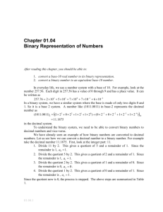 Textbook notes on binary representation of