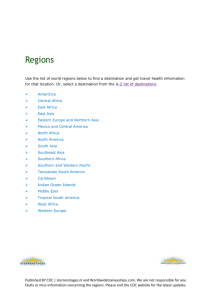 Regions Use the list of world regions below to find a destination and