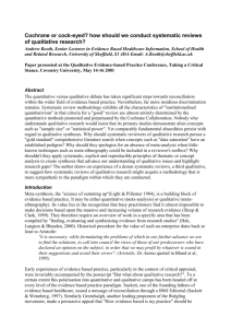 Applications of meta-synthesis within evidence