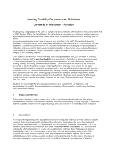 Learning Disability - University Of Wisconsin