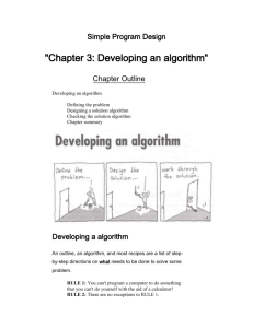 Chapter 3: Developing an algorithm