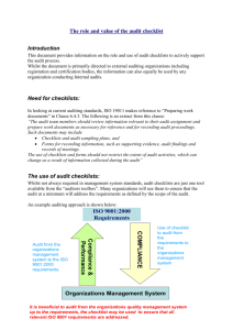 The role and value of the audit checklist