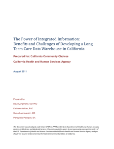 Data Warehouse Report - California Community Choices