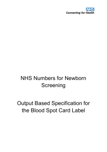 Output Based Specification for the Blood Spot Card Label