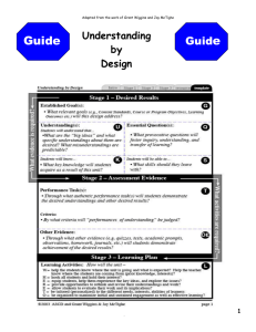 Curriculum Guides – “Understanding by Design”