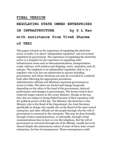 Regulating State Owned Enterprises in Infrastructure