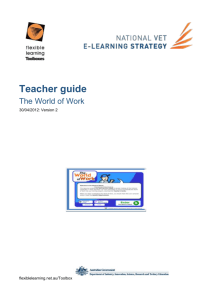 Teacher`s Guide for The World of Work
