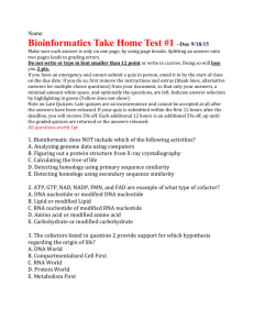 Bioinformatics Take Home Test #1 –Due 9/18/15