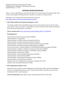 K Mechanisms for Individuals with Research Doctorates Handout