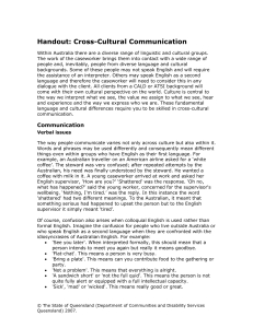 Handout 7: Cross Cultural Communication