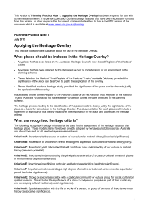 Planning Practice Note 1: Applying the Heritage Overlay