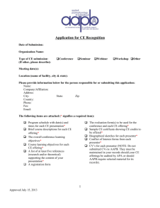 Application for CE Recognition Form