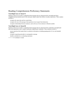 Accuplacer Reading Comprehension Proficiency Statements