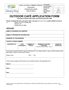 Outdoor Cafe Dining Licence Application