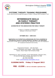 TRAINING IN FAMILY THERAPY AND SYSTEMIC PRACTICE