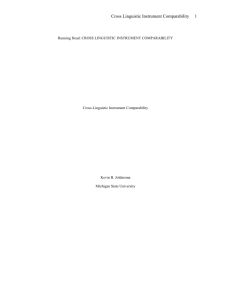 Running Head: CROSS LINGUISTIC INSTRUMENT COMPARABILITY