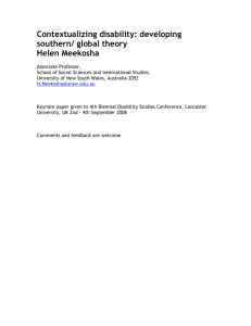 Contextualizing disability: developing southern/ global theory