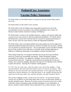 PediatriCare Associates Vaccine Policy