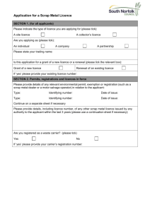 the application form for a Scrap Metal Licence