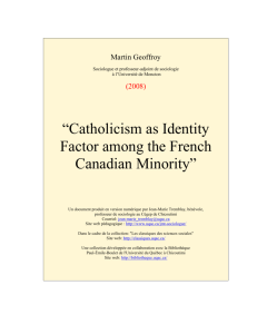 “Catholicism as Identity Factor among the French Canadian Minority”