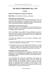 The Traffic (Amendment) Bill, 2012