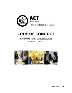 Territory and Municipal Services (TAMS) Code of Conduct