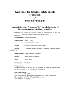 Guidelines for toxicity / safety profile evaluation of Bhasma