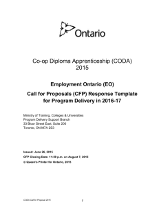 Co-op Diploma Apprenticeship (CODA) 2015 Employment Ontario