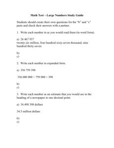 Math Test Review - Large Numbers