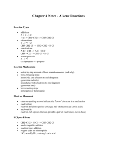 Chapter 4 Notes - Alkene Reactions Reaction Types additions A + B