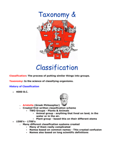 Taxonomy & Classification Notes