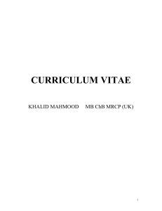 Curriculum Vitae – Dr Khalid Mahmood