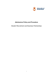 Admissions Policy and Procedure