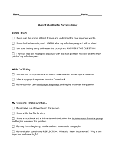 Student Checklist for Narrative Essay