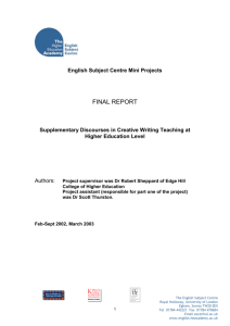 Supplementary Discourses in Creative Writing Teaching