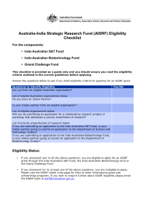 AISRF Eligibility Checklist - Department of Industry, Innovation and