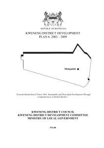 kweneng district development plan 6: 2003 – 2009
