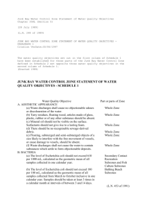 JUNK BAY WATER CONTROL ZONE STATEMENT OF