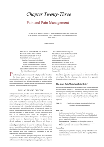 1 Chapter Twenty-Three Pain and Pain Management Chapter