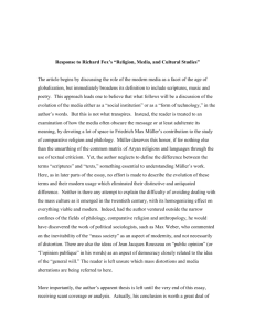 Response to Richard Fox`s “Religion, Media, and Cultural Studies